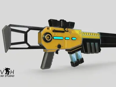 Sci-fi gun Low-poly 3D model