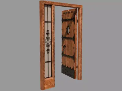 Retro style entrance door Low-poly 3D model