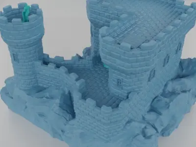 Fort on Cliff Tabletop Terrain 25 mm 3D print model
