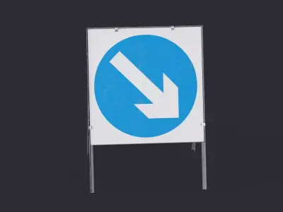 Keep Right Square Road Sign  Low-poly 3D model