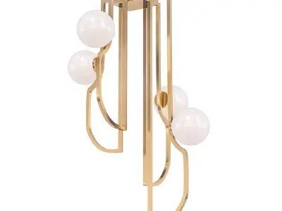 FAUST modern brass ceiling light with glass balls 3D model
