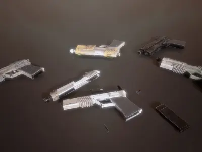 Sci-fi Futuristic Assault Pistol  Low-poly 3D model