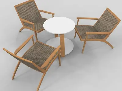 Wegner CH25 Chair and conference table 60 ties 3D model