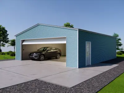 Metal Carport  Double Garage  Corrugated Steel Shed Low-poly 3D model