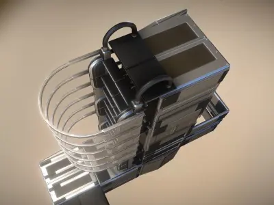 Modular Sci-Fi Ladders Silver Low-poly 3D model