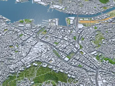 Nagasaki Downtown Japan Low-poly 3D model