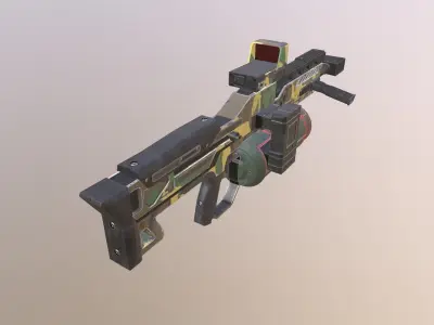 Heavy SCI-FI shotgun low poly game ready model Low-poly 3D model