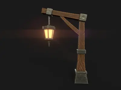Stylized street lamp Low-poly 3D model