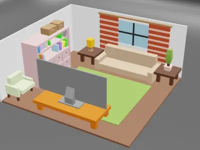 Low polly room Low-poly 3D model