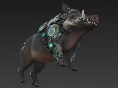 Cyber Animal Creature Bundle 8 Biomechanical Sci-Fi Low-poly 3D model