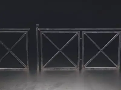 Metal Crossbar Fence Gate Low-poly 3D model
