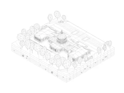 Cartoon Lowpoly United States Capitol Landmark Low-poly 3D model