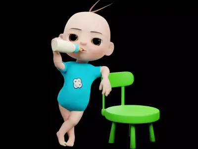 Cartoon Baby - FULLY RIGGED Low-poly 3D model