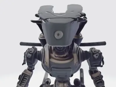 Lowpoly samurai robot 3D model