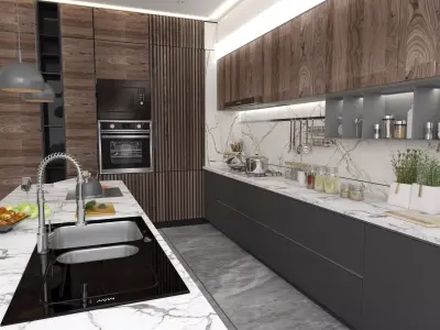Professional kitchen design 3D model