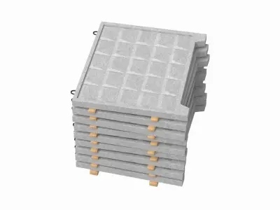 Concrete Fence On Wooden Planks 3D model