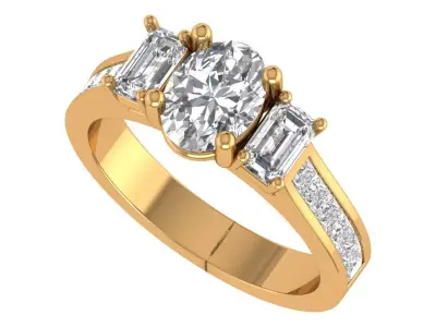 Oval Engagement Ring 3D print model shop