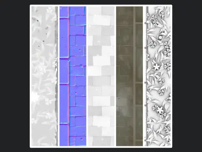 Stylized Stone Pavers With Grass Texture