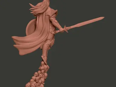 Adalid statue of woman holding sword 3D print model