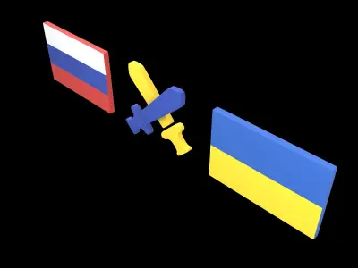 Russia VS Ukraine War Icon v1 001 Low-poly 3D model