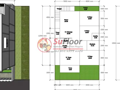 House 9x15m code 433- Sketchup 3D model 3D model