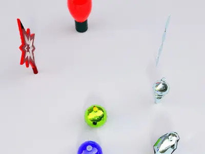 Christmas decoration items 3d model  Low-poly 3D model