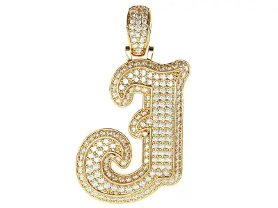 Tattoo fonts J alphabet pendent 3D print model