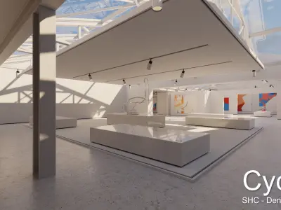 Modern Art Gallery and Photo Studio Day and Night Low-poly 3D model