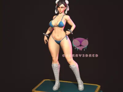 Pin up Chun li Street Fighter bikini  3D print STL 3D print model