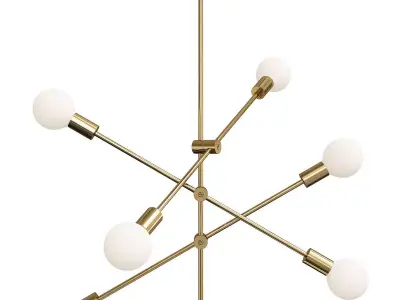 Sputnik Chandelier Fixture Minimalist Metal Bedroom Ceiling  Low-poly 3D model