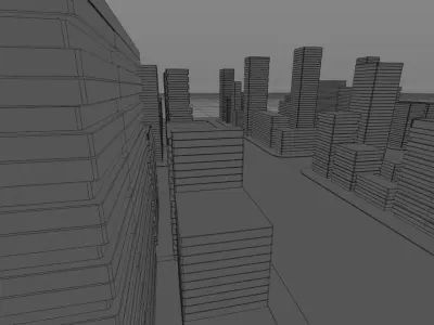 Futuristic abstract sci-fi city with unique buildings 3D model