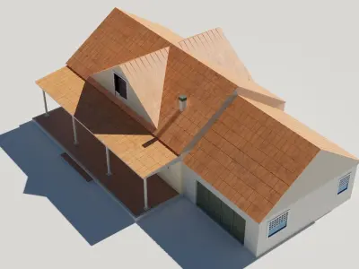Family house 3D low poly Low-poly 3D model