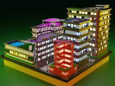 The Night City - Blender Low-poly 3D model