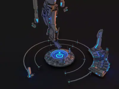 Sci-fi Tesla Coil Building Low-poly 3D model