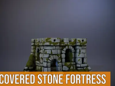 MossCovered Stone Fortress model pack Low-poly 3D model
