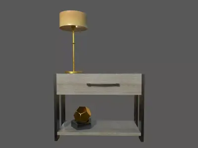 Side Table with Night Light Low-poly 3D model
