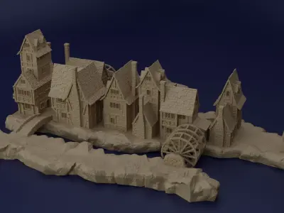 River Village Tabletop Terrain 28 mm 3D print model