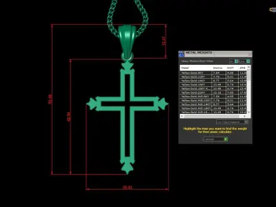 High Cross Pendant Light Gold 18K 4CP029 3D print model