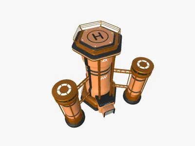 SciFi Facility A04 Orange - Sci Fi Exterior Design Low-poly 3D model