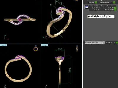 Diamond Ring For Women 3d Print Model 3D print model 36