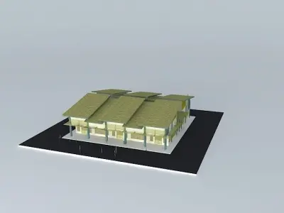 Cafeteria building with roof 3D model