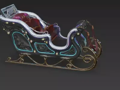Cyberpunk Neon Sleigh 3D Model Low-poly 3D model