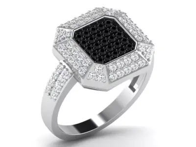 Light Weight White Gold Diamond Ring DR-6582 3D print model