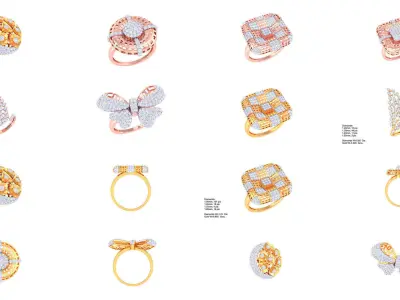 38 Women Diamond Ring 3dm STL OBJ FBX Details Collection  3D Model Pack