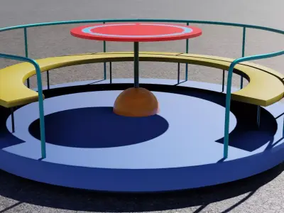 playground 3D model carousel with seat Low-poly 3D model