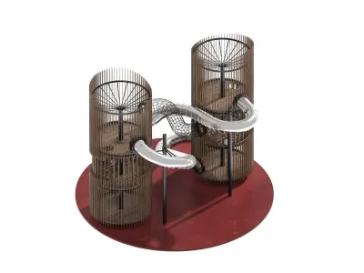 Playground 7 metal structure with two tubes 3D model