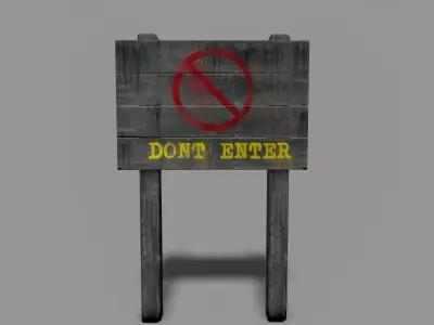 Warning sign Low-poly 3D model