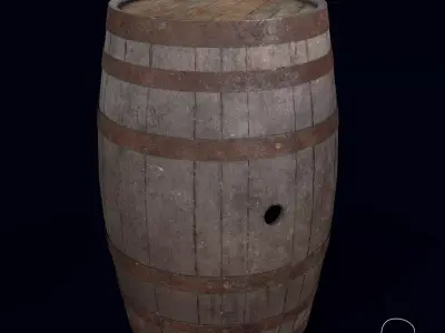 Old Whiskey Barrel Free low-poly 3D model