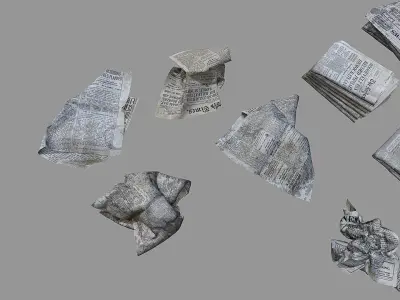 Paper Trash PBR Game Ready Low-poly 3D model