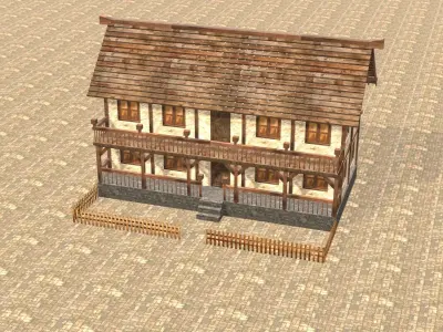 Medieval house fourteen 3 Low-poly 3D model
